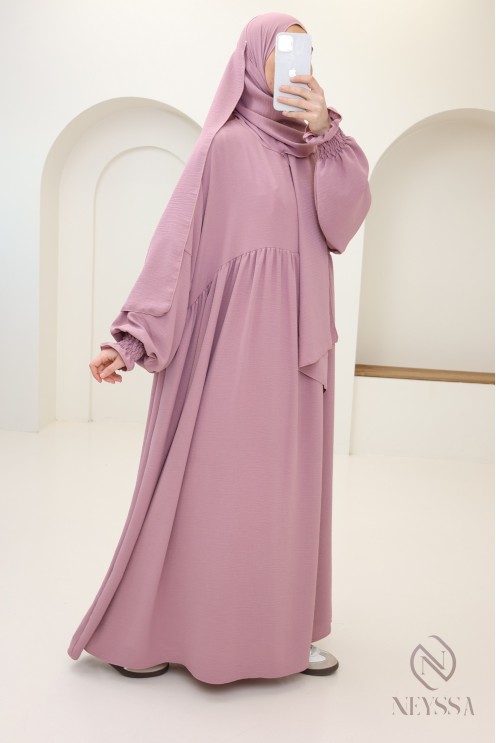Abaya with integrated hijab in jazz, muslim woman, ramadan 2025