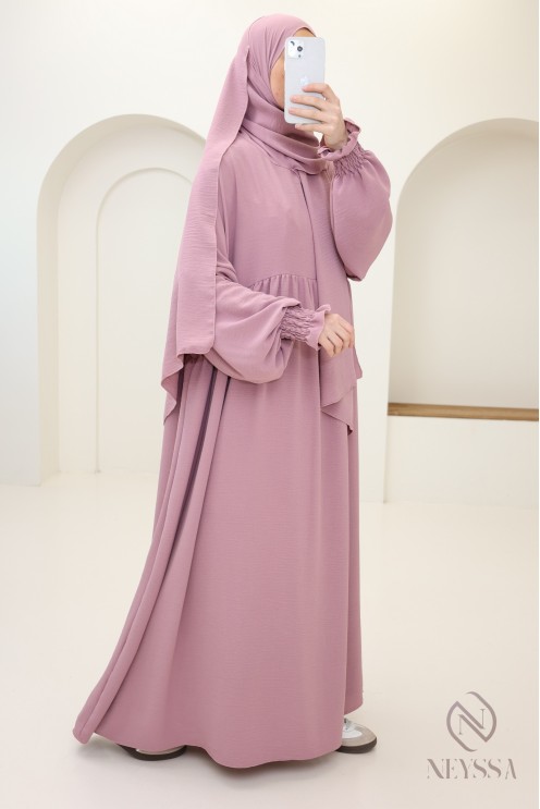 Abaya with integrated hijab in jazz, muslim woman, ramadan 2025