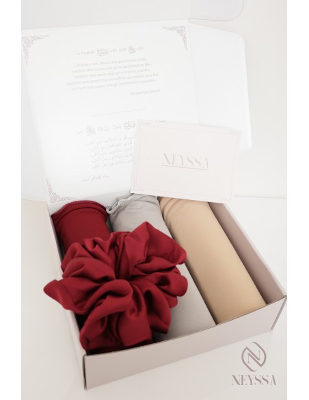 Box hijab 3 hijab jersey premium wavy säumung verschleierte Frau, Geschenk Eid