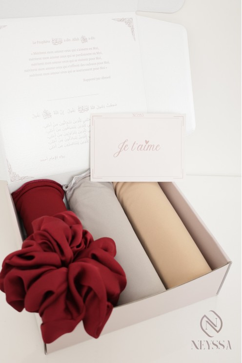 Box hijab 3 hijab jersey premium wavy säumung verschleierte Frau, Geschenk Eid