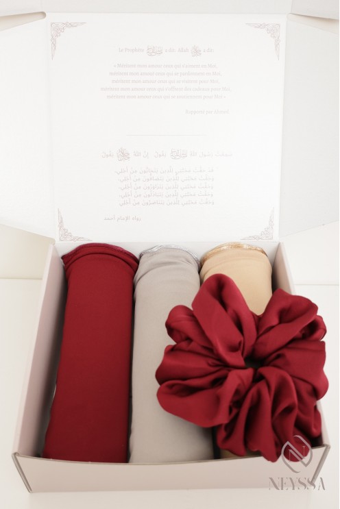 Box hijab 3 hijab jersey premium wavy säumung verschleierte Frau, Geschenk Eid