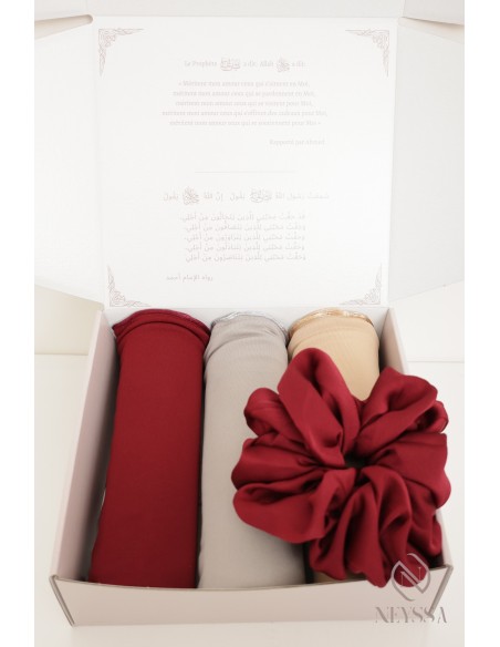 Box hijab 3 hijab jersey premium wavy säumung verschleierte Frau, Geschenk Eid
