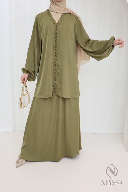 Women's 2-piece set tunic with sfifa and long skirt