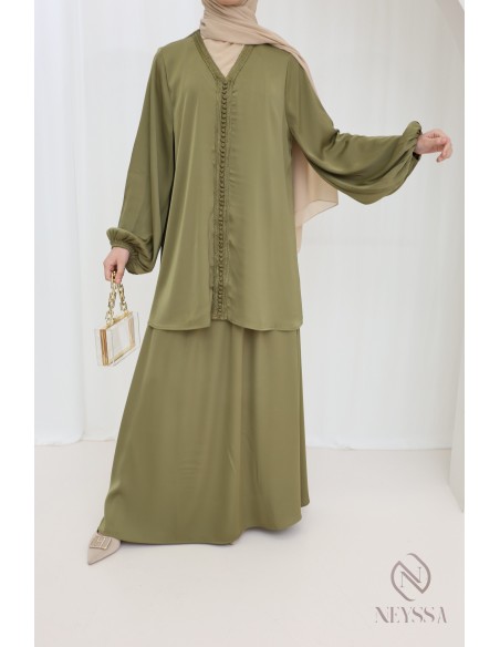 Women's 2-piece set tunic with sfifa and long skirt