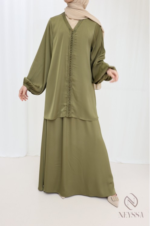 Women's 2-piece set tunic with sfifa and long skirt