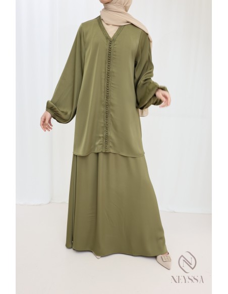 Women's 2-piece set tunic with sfifa and long skirt