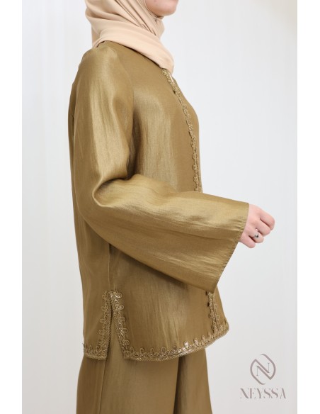 Jabador-style women's set, tunic with embroidered sfifa + palazzo