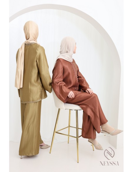 Damen-Ensemble im Jabador-Stil, Tunika mit bestickter Sfifa + Palazzo