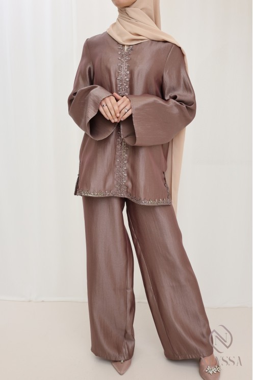 Ensemble 2 pièces femme style caftan, tenue de l'Aïd pour femme