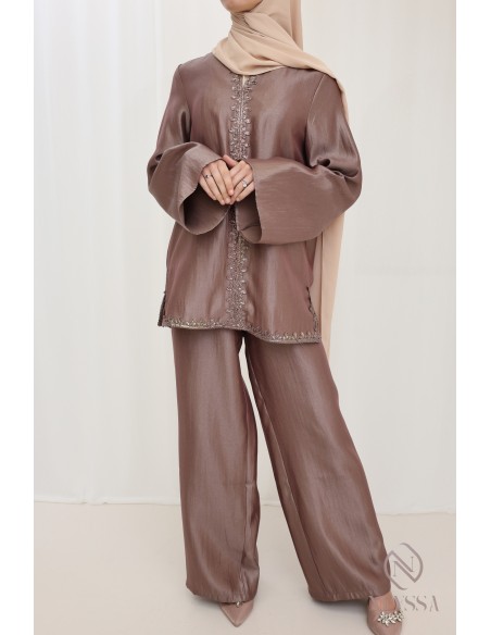 Zweiteiliges Set für Frauen im Kaftan-Stil, Eid-Kleidung für Frauen