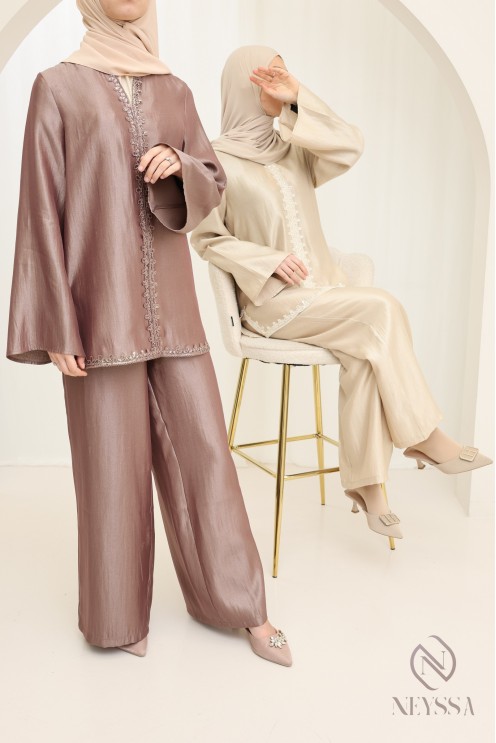 Ensemble 2 pièces femme style caftan, tenue de l'Aïd pour femme