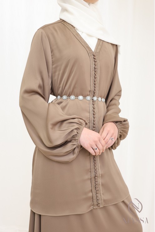 Tunic set with sfifa and long skirt, Eid look idea.