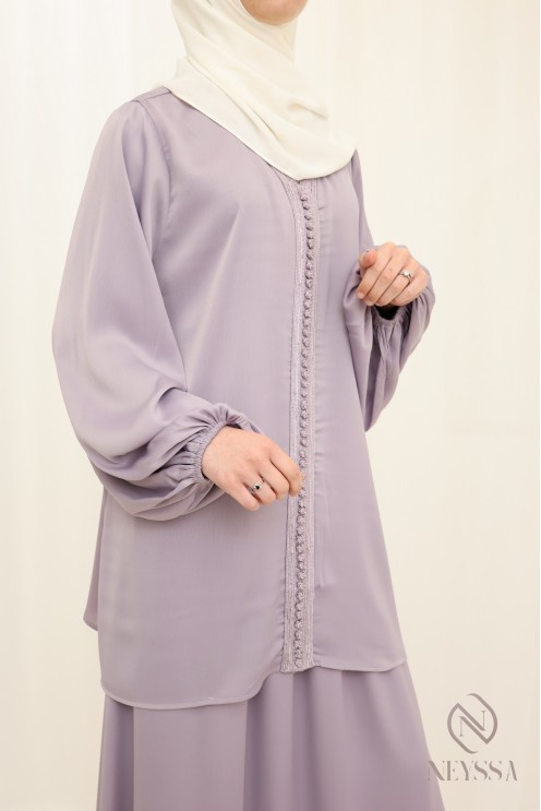 Lila Tunika + langer Rock im Stil eines marokkanischen Kaftans Frauen