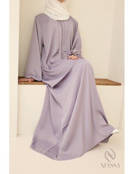 Ensemble Lilas tunique + jupe longue style caftan marocain femme