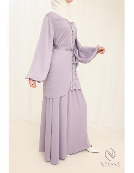 Lila Tunika + langer Rock im Stil eines marokkanischen Kaftans Frauen