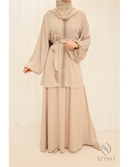 Long tunic with beige skirt, for veiled women for Eid