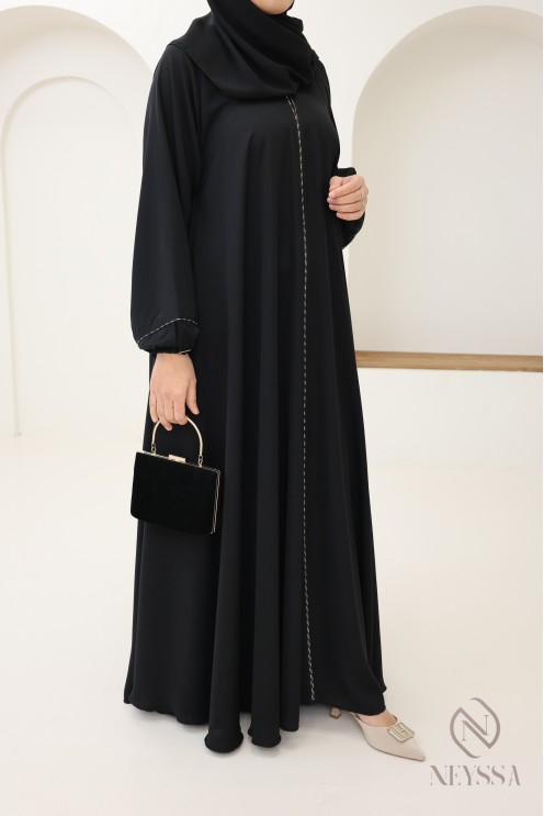 Abaya Dubai schwarz ausgestellt, Outfit-Idee Mutter Tochter bescheiden