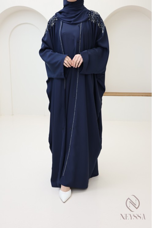 Abaya Dubaï luxury kimono with embroidered beads for Eid