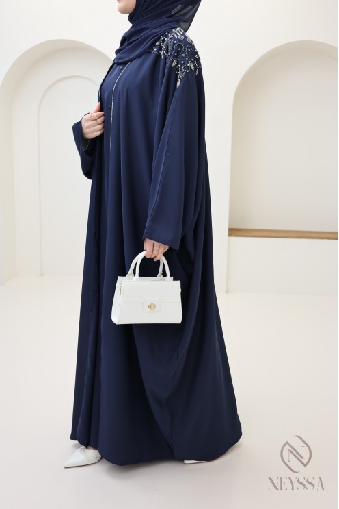 Abaya Dubaï kimono luxe avec perles brodées pour l'Aïd