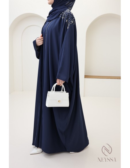 Abaya Dubaï kimono luxe avec perles brodées pour l'Aïd
