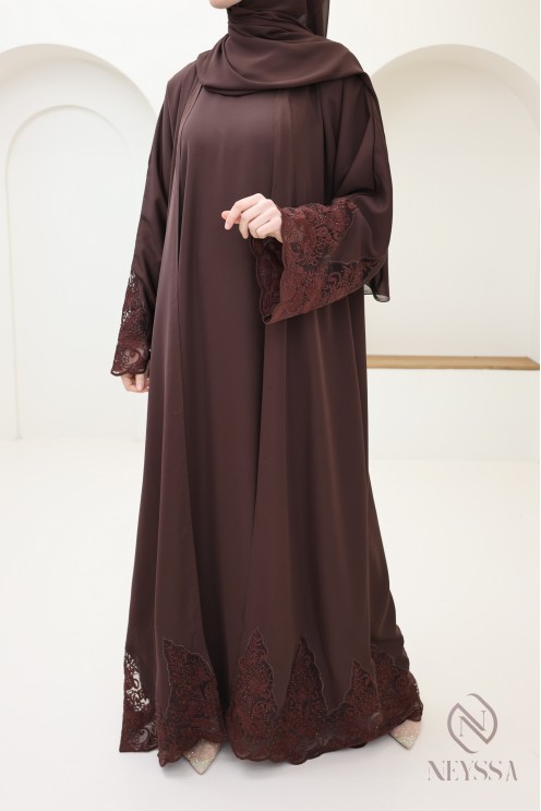 Abaya Dubaï femme avec kimono, idée tenue Aïd luxe