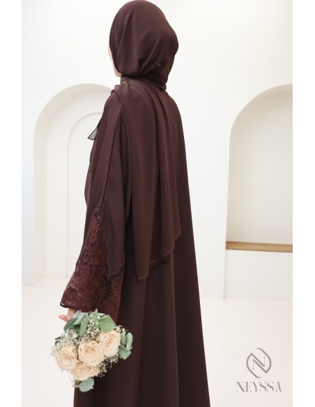 Abaya Dubaï femme avec kimono, idée tenue Aïd luxe