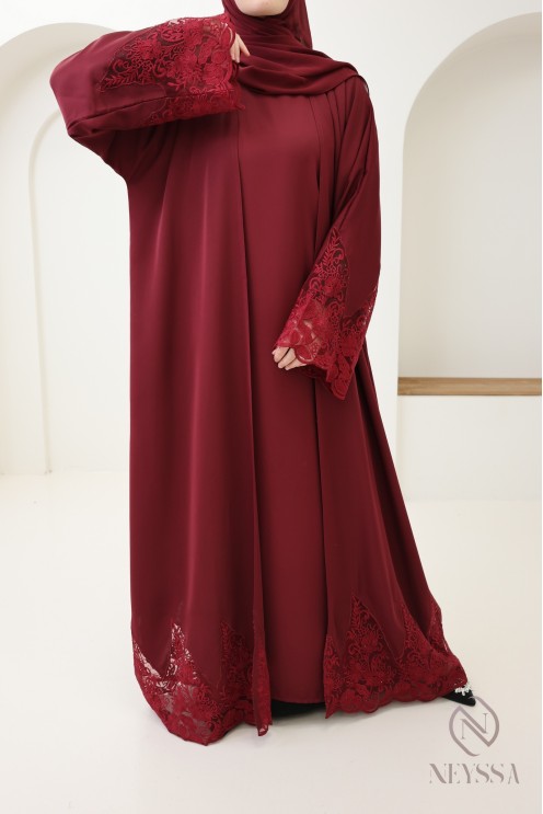 Abaya kimono Dubaï with embroidery, 4-piece combo
