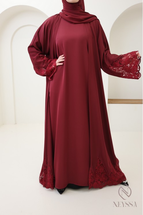 Abaya kimono Dubaï avec broderie, combo 4 pièces