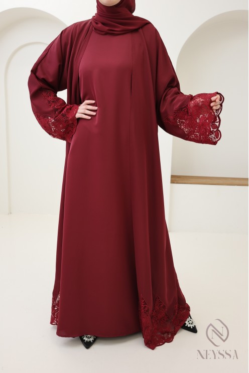 Abaya kimono Dubaï with embroidery, 4-piece combo