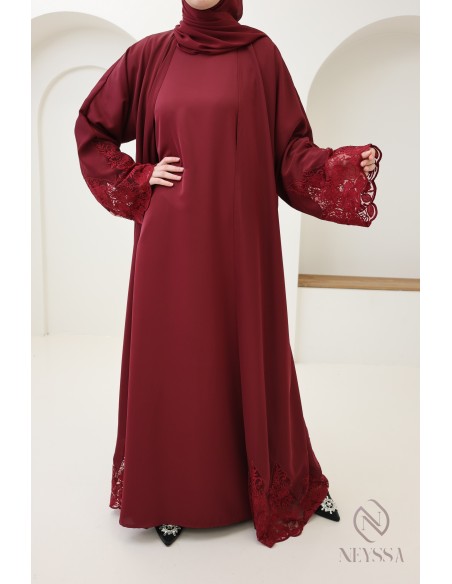 Abaya kimono Dubaï with embroidery, 4-piece combo
