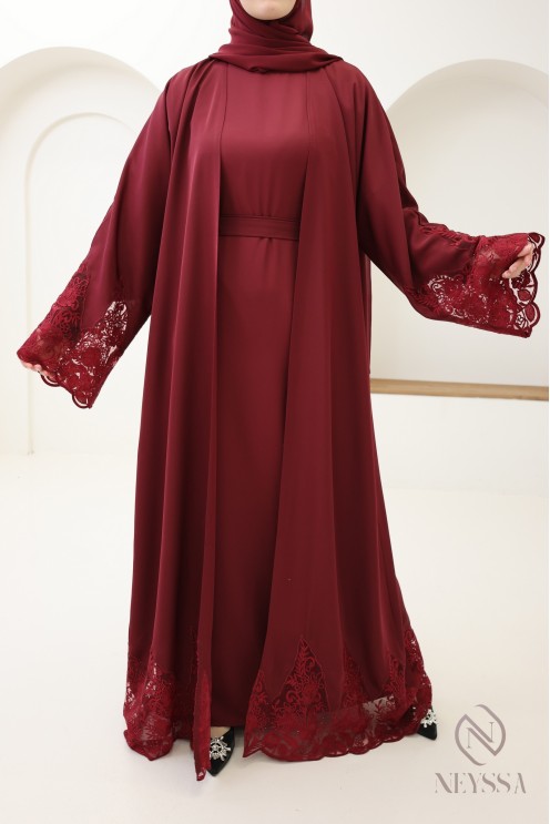 Abaya kimono Dubaï with embroidery, 4-piece combo