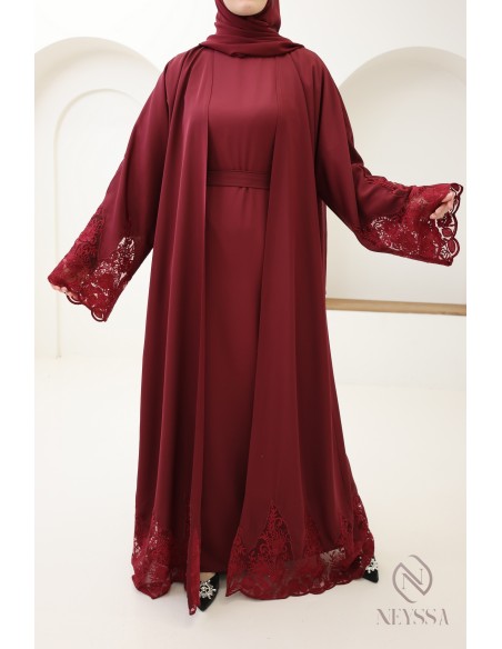 Abaya kimono Dubaï with embroidery, 4-piece combo