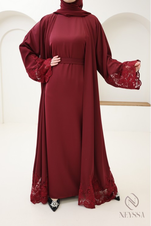 Abaya kimono Dubaï with embroidery, 4-piece combo