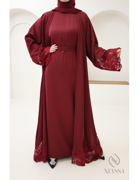 Kimono-Abaya Dubai mit Stickerei, 4-teilige Kombi