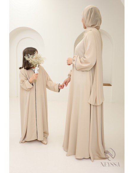 High quality rhinestone Dubai abaya mother/daughter dress combo for Eid