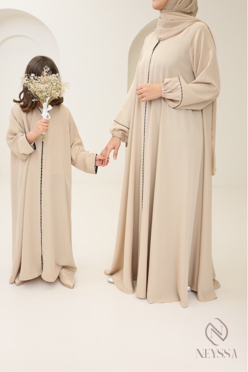 High quality rhinestone Dubai abaya mother/daughter dress combo for Eid