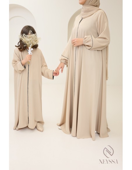 High quality rhinestone Dubai abaya mother/daughter dress combo for Eid