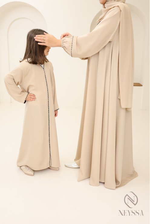 Mutter/Tochter-Kombikleid Abaya Dubai hoher Qualität mit Strasssteinen