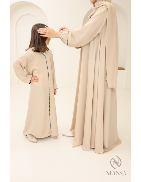 Combo robe mère/fille abaya Dubaï de haute qualité a strass pour l'Aïd