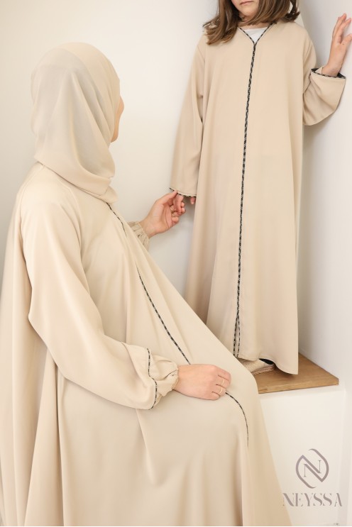 Mutter/Tochter-Kombikleid Abaya Dubai hoher Qualität mit Strasssteinen