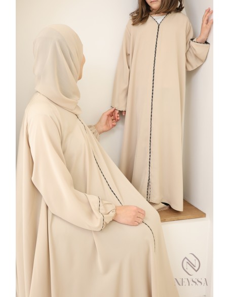 Mutter/Tochter-Kombikleid Abaya Dubai hoher Qualität mit Strasssteinen