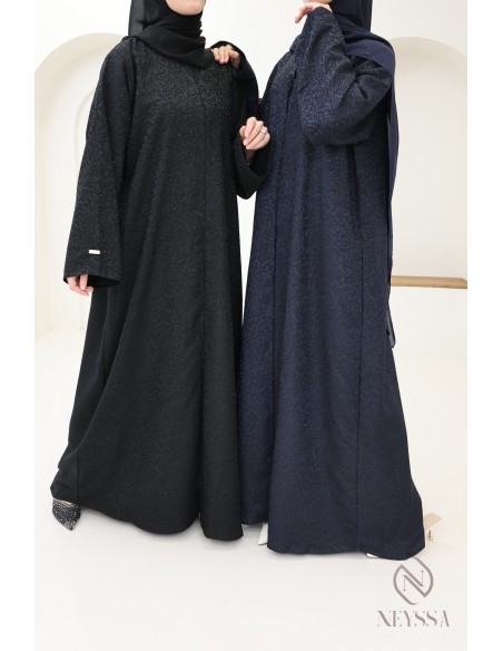 Abaya kimono Dubaï avec broderie florale femme voilée, hijab