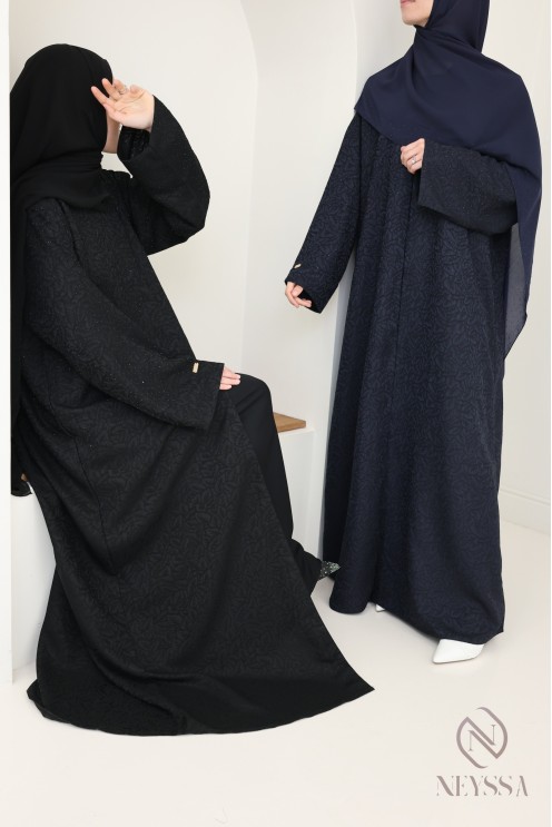 Abaya kimono Dubaï avec broderie florale femme voilée, hijab