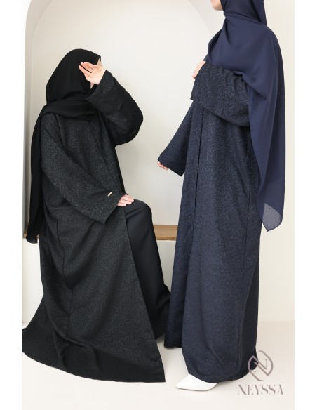 Abaya kimono Dubaï avec broderie florale femme voilée, hijab