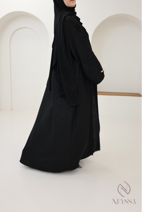 Abaya kimono Dubaï avec broderie florale femme voilée, hijab