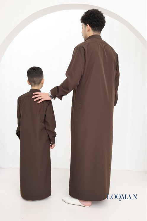 Qamis für Männer, muslimisch, braun, Luxus-Emirate, Idee Eid-Kleidung