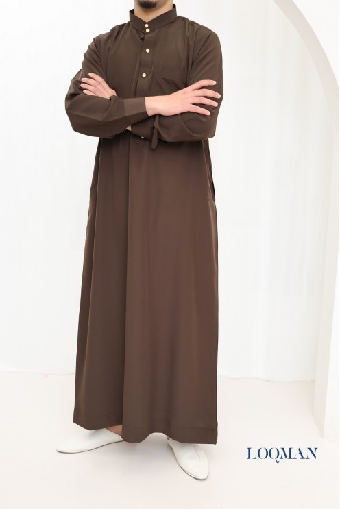 Qamis für Männer, muslimisch, braun, Luxus-Emirate, Idee Eid-Kleidung