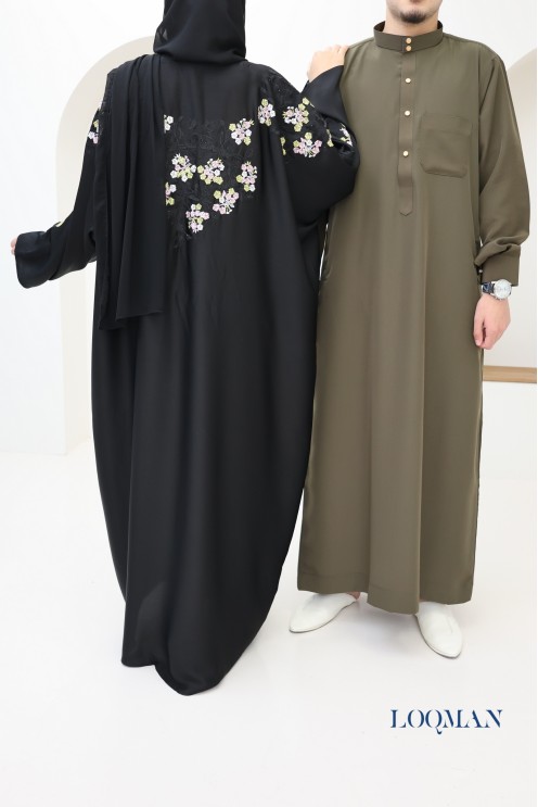 Men's high quality fabric Qamis, trendy khaki Qamis