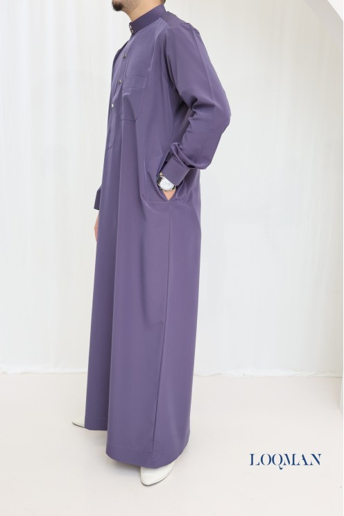 Luxury Qamis for men, long sleeve high collar for Eid