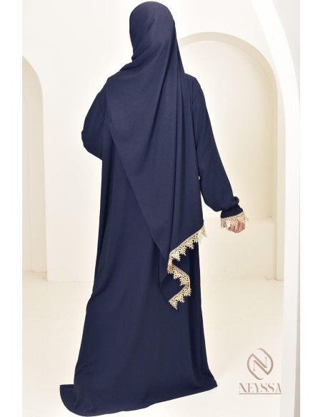 Abaya de prière à dentelles hijab intégré en jazz, femme musulmane